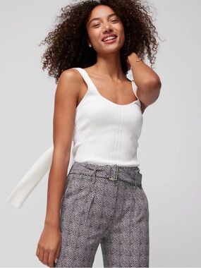 White House Black Market Cream Ribbed Tank